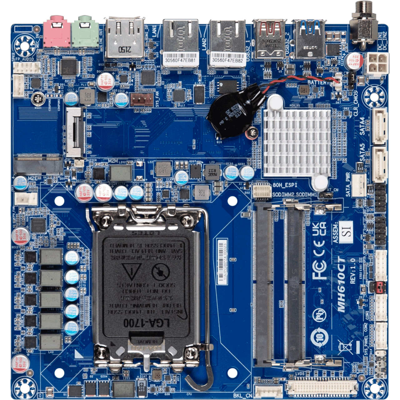 iTXL-H610C | Thin Mini-ITX motherboard with Intel® H610 Chipset